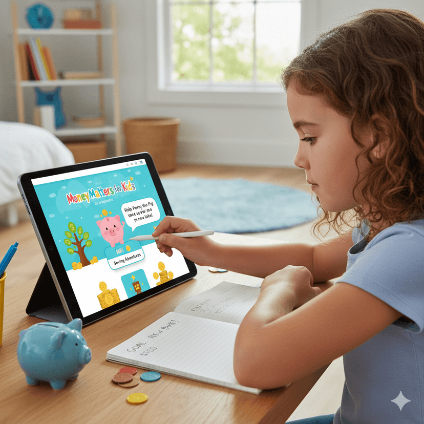 Child using learning app